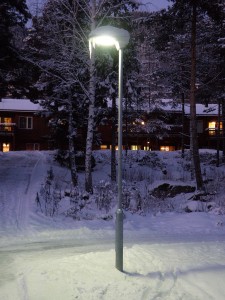 Icicles hanging off a street lamp